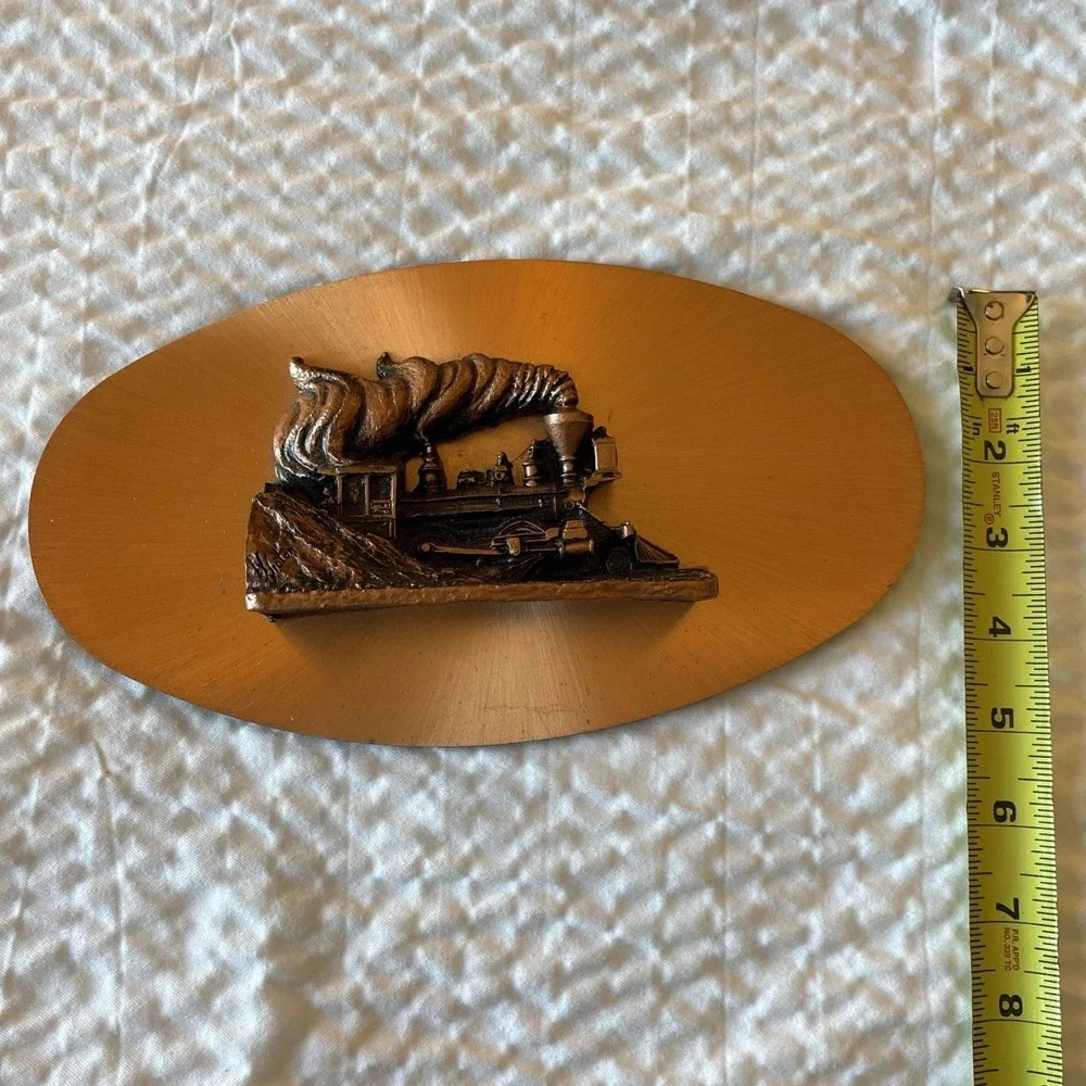 Vtg Original Victor Wall Art 3D Copperama Train Engine Locomotive Hanging‎